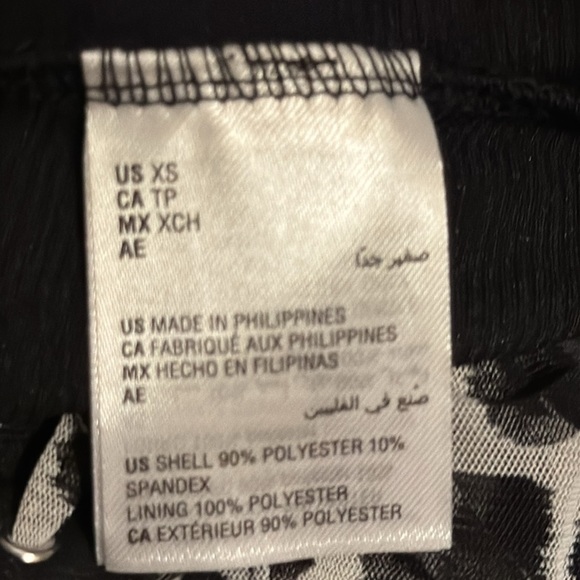 INC Animal Print Lace Up blouse semi sheer ruffle hem long sleeves Sz XS top - Picture 10 of 11